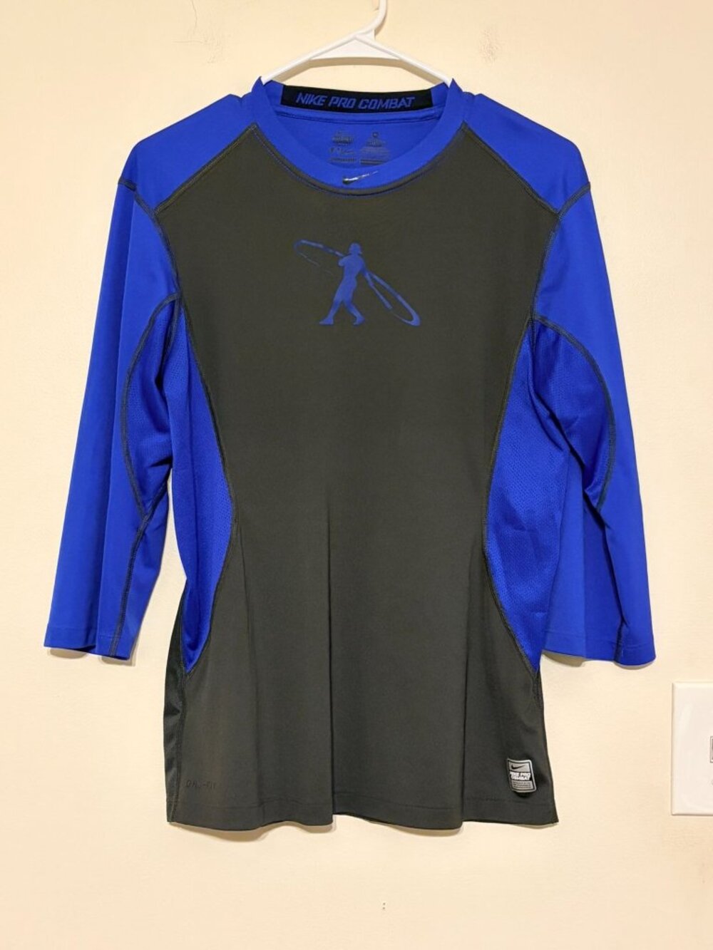 Men's Nike Pro Combat Swingman Blue/Black Long Sleeve Compression Tee Sz Medium